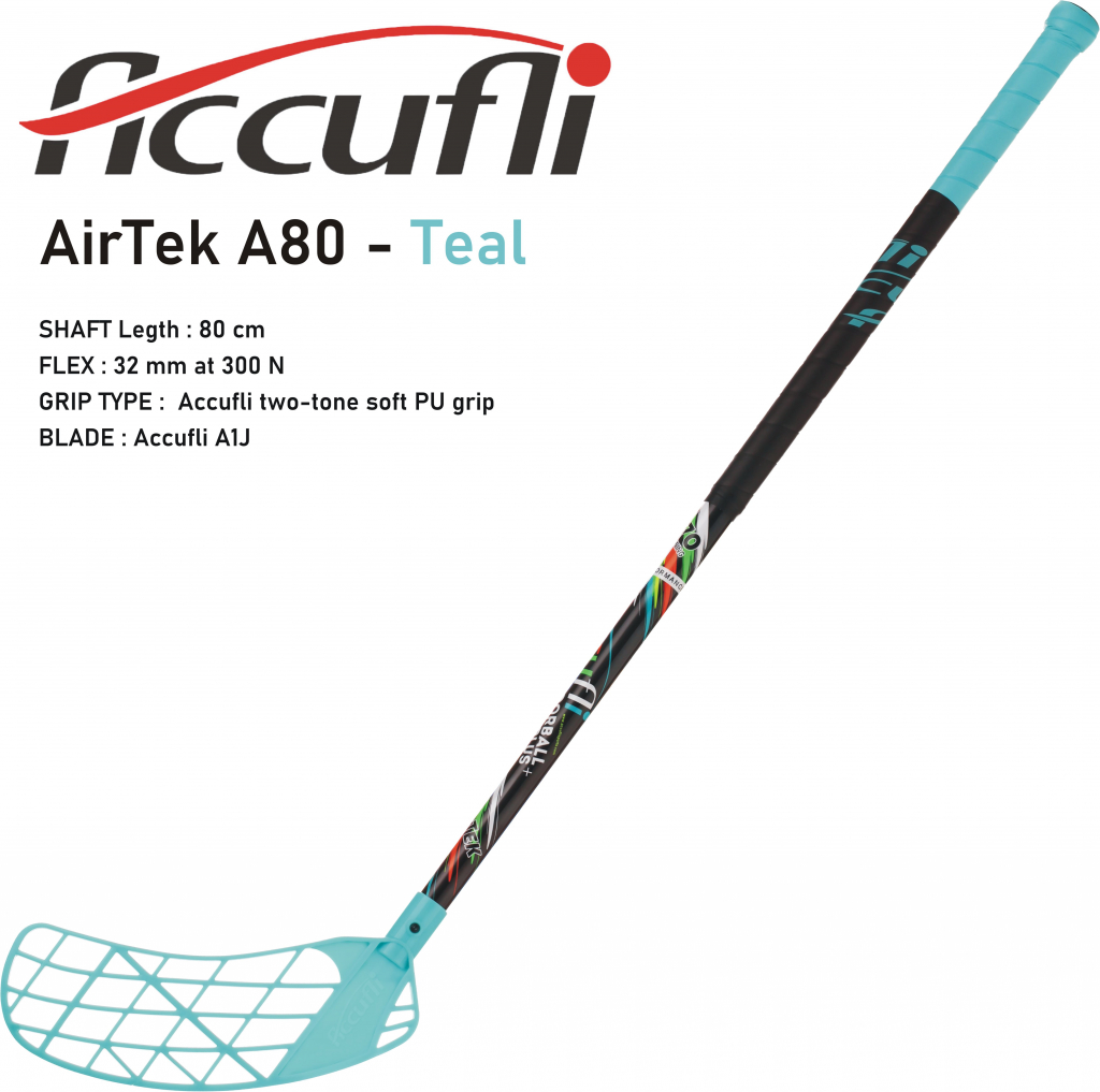 Florbalová hokejka ACCUFLI AirTek A80 Teal