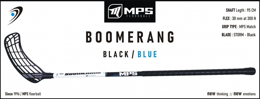 Florbalová hokejka MPS BOOMERANG Black-Blue
