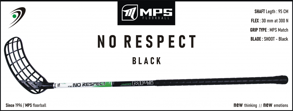 Florbalová hokejka MPS NO RESPECT Black 95 cm