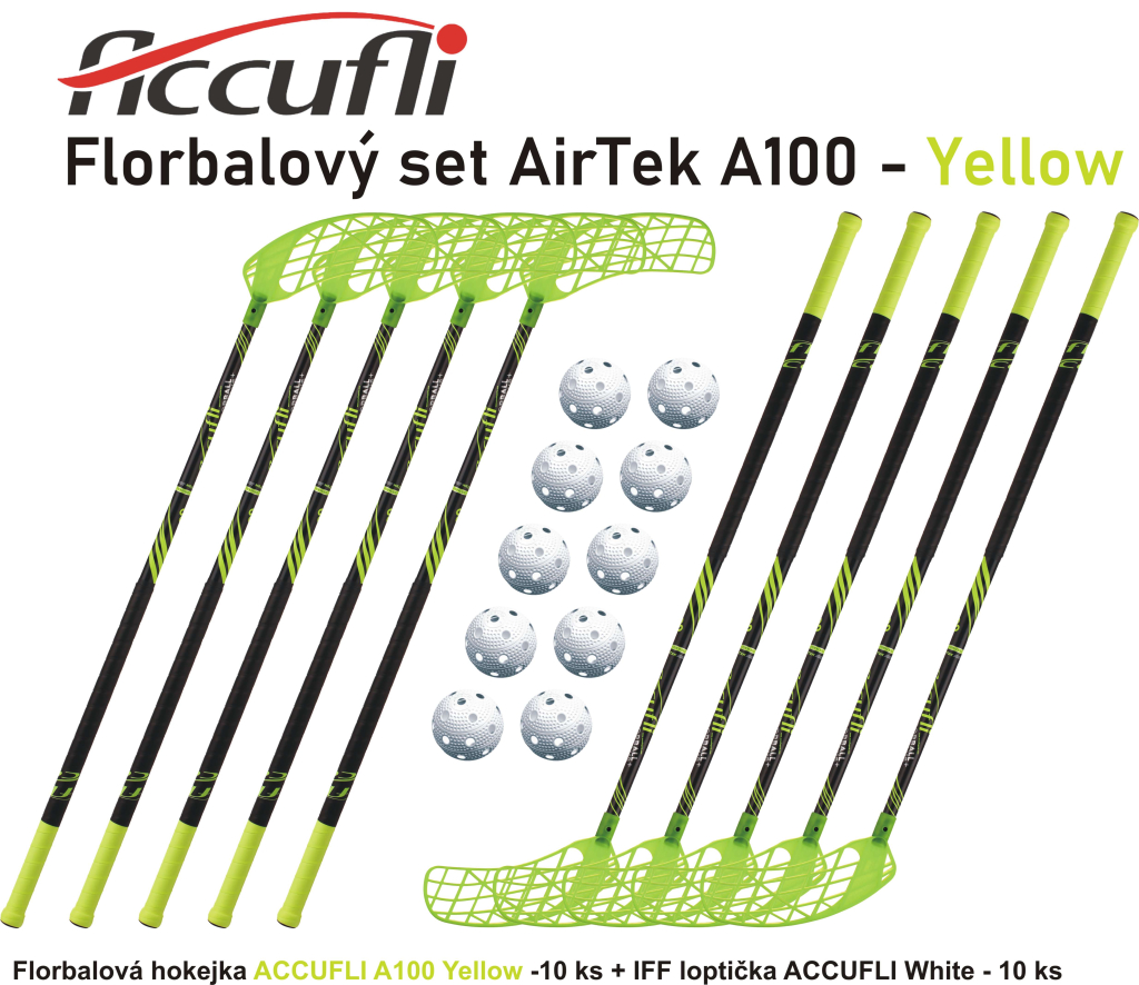 Florbalový set ACCUFLI AirTek A100 - Yellow