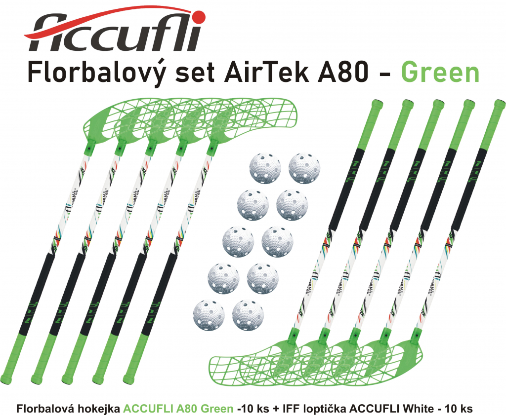 Florbalový set ACCUFLI AirTek A80 - Green