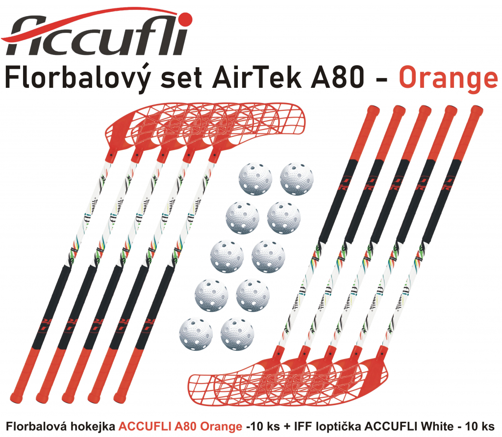Florbalový set ACCUFLI AirTek A80 - Orange