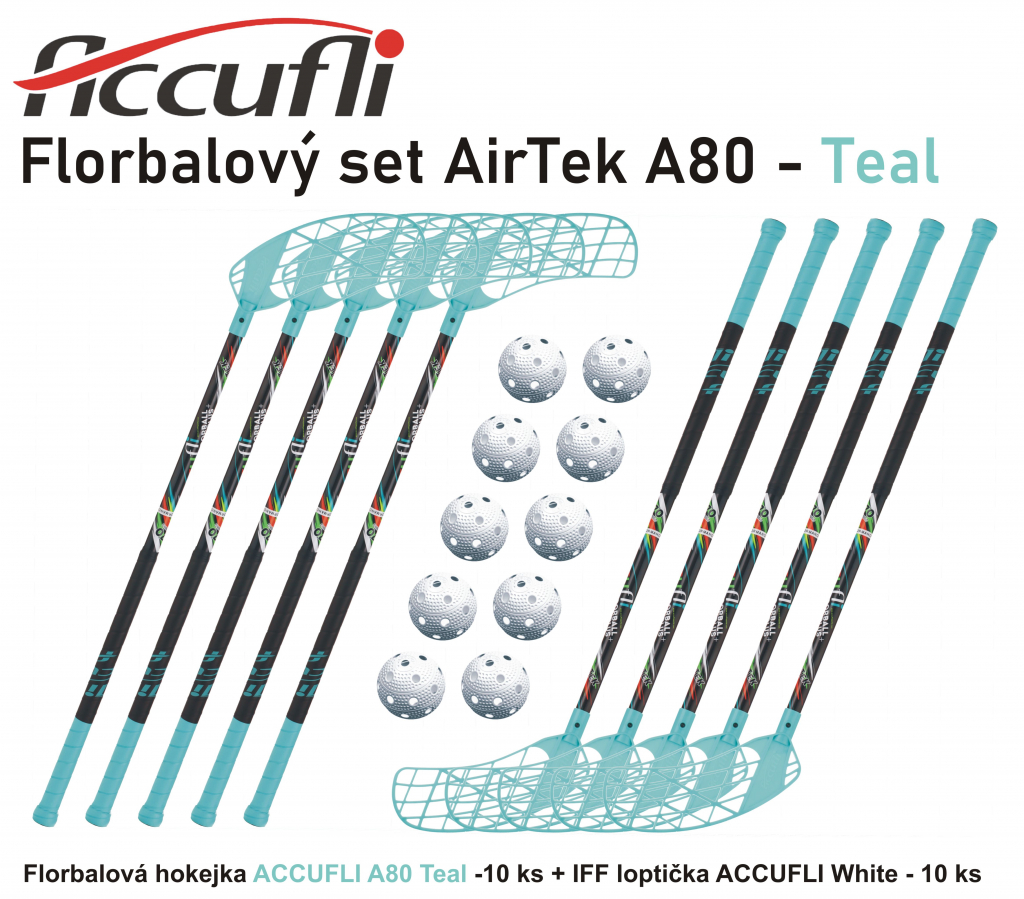 Florbalový set ACCUFLI AirTek A80 - Teal
