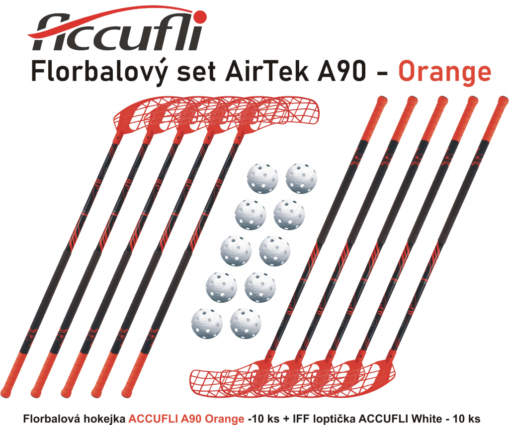 Florbalový set ACCUFLI AirTek A90 - Orange