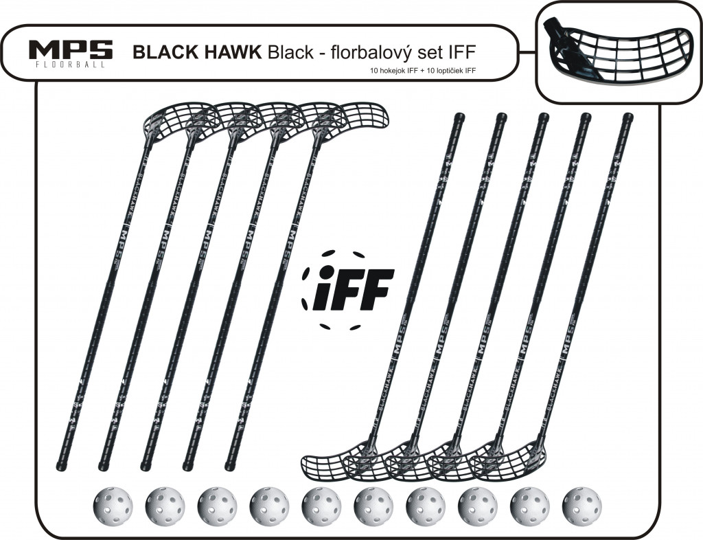 Florbalový set MPS BLACK HAWK Black IFF