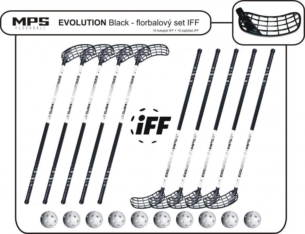 Florbalový set MPS EVOLUTION Black IFF