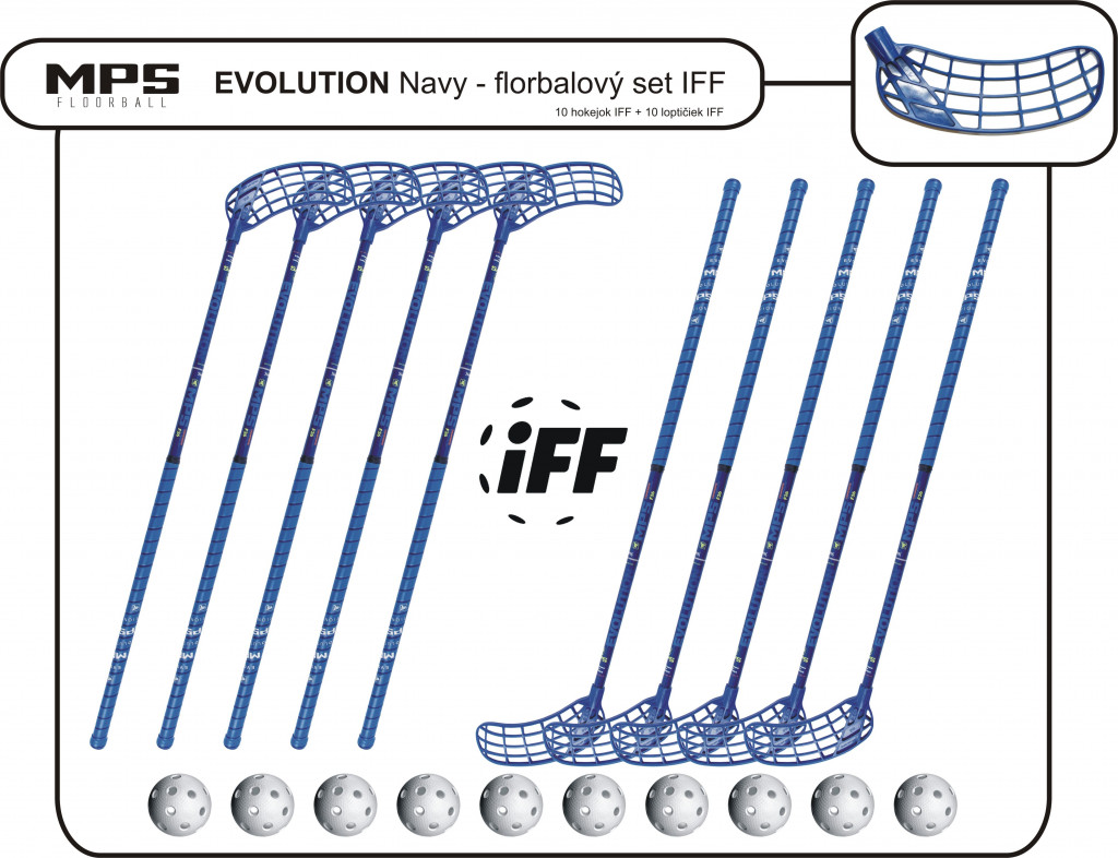 Florbalový set MPS EVOLUTION Navy IFF