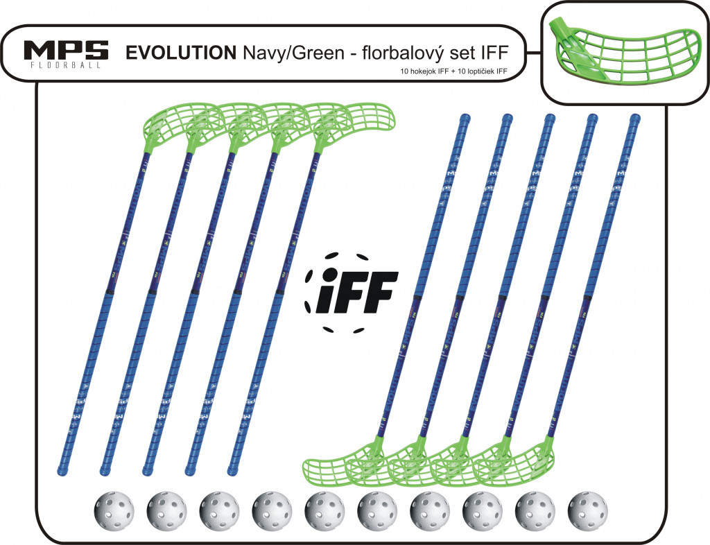 Florbalový set MPS EVOLUTION Navy/Green IFF