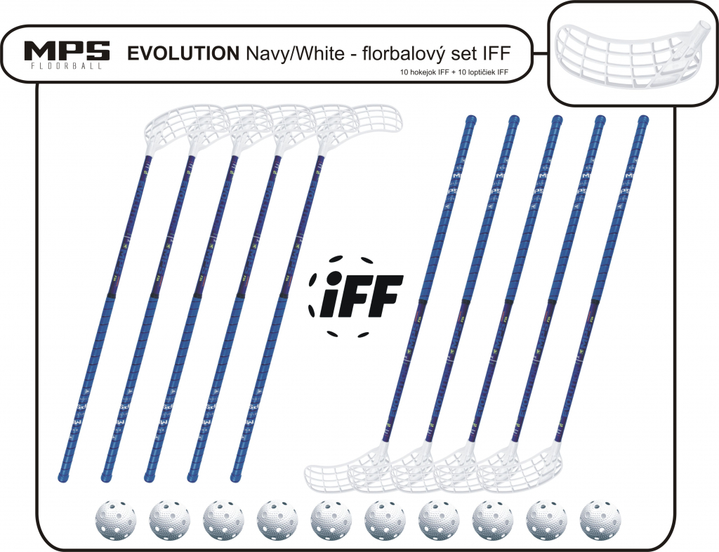 Florbalový set MPS EVOLUTION Navy/White IFF